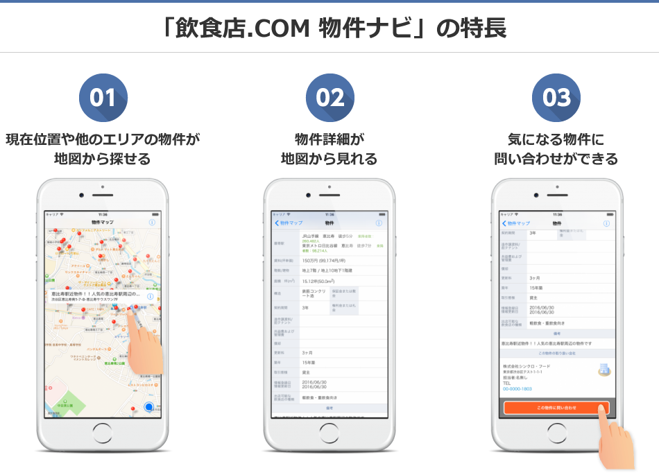 飲食店ドットコム 物件ナビの特徴
